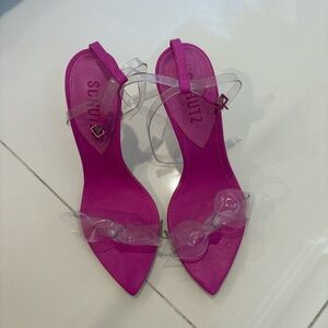 SCHUTZ Fuchsia Heels with Transparent Straps